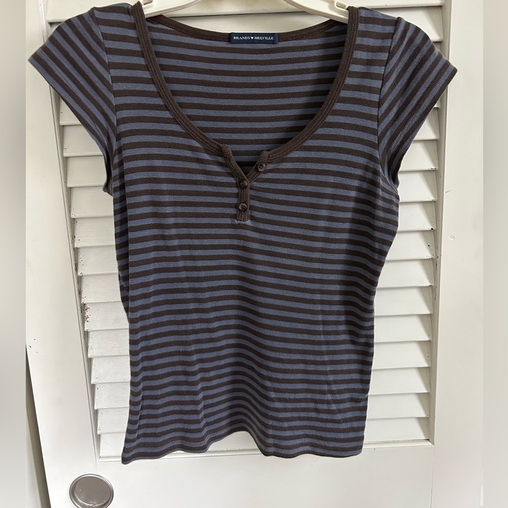 brandy melville striped button top